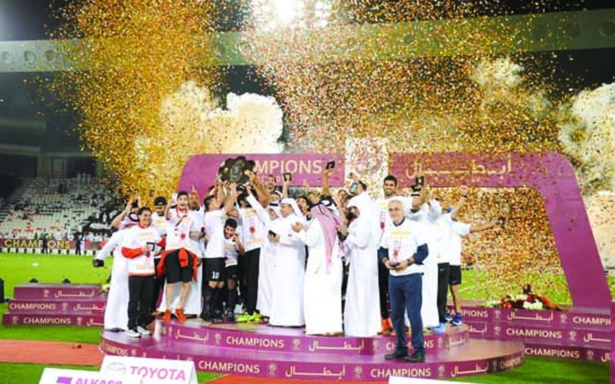 Los festejos de Al-Rayyan tras conquistar la temporada 2015/16.