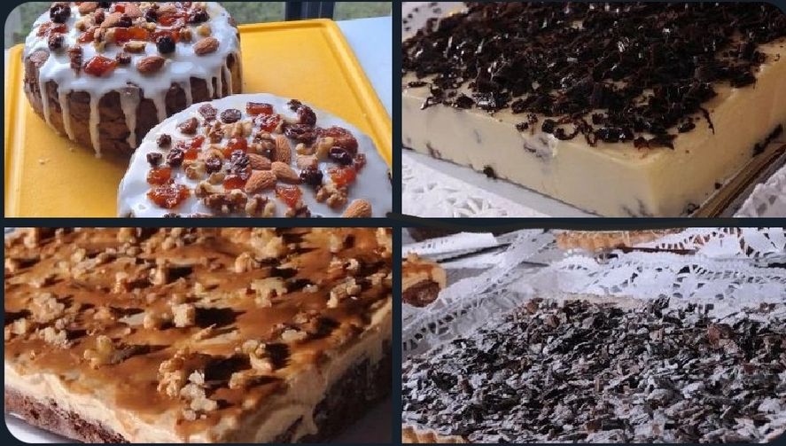 Algunas creaciones de pastelería que ofrece para poder vivir el ex diputado Henry Stegmayer 