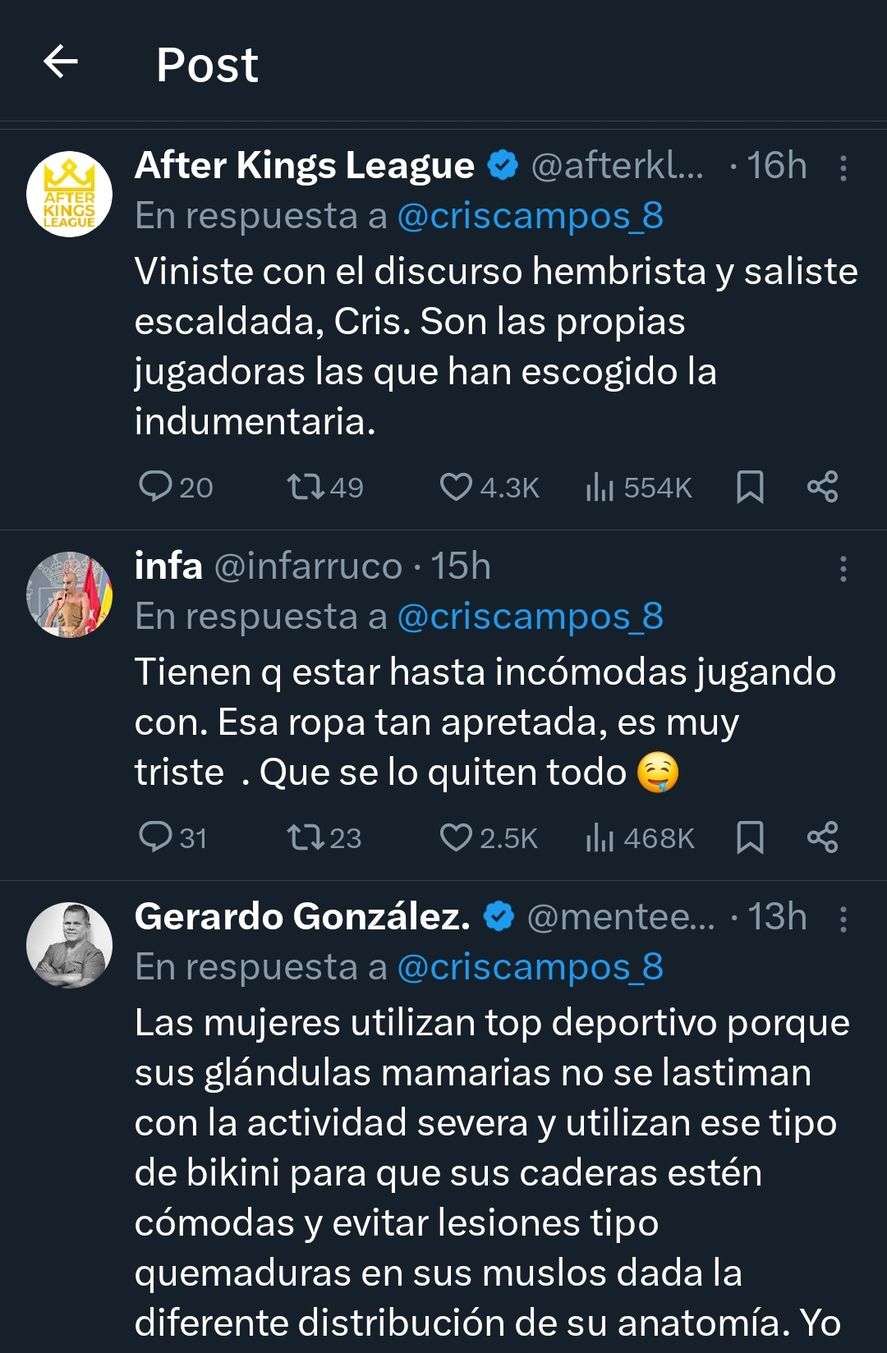 Algunas de las respuestas que avivaron la polémica sobre la vestimenta en el vóley de playa, en las redes sociales