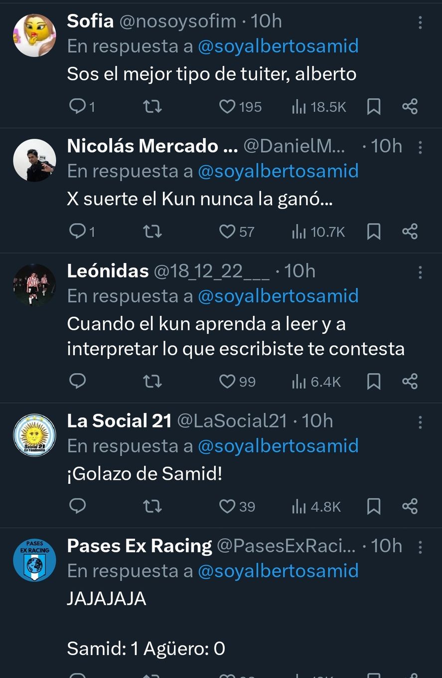 Algunas respuestas en redes sociales al tweet de Alberto Samid Algunas respuestas en redes sociales al tweet de Alberto Samid