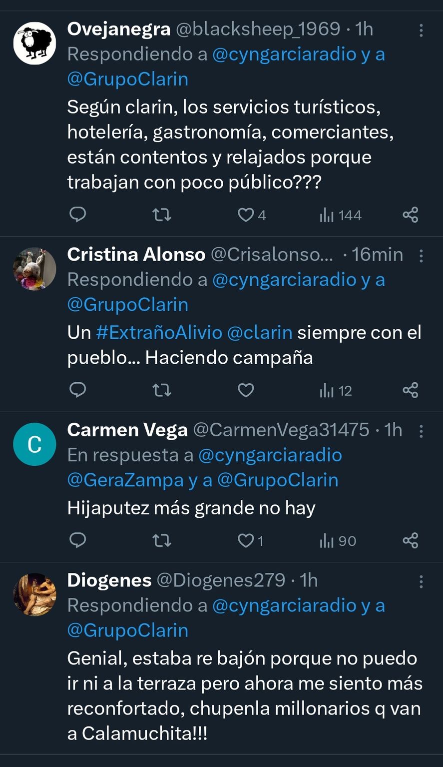 Algunos de los comentarios en redes al artículo de Clarín que "milita el ajuste" y suaviza el hecho de no poder irse de vacaciones por parte de la clase media Algunos de los comentarios en redes al artículo de Clarín que "milita el ajuste" y suaviza el hecho de no poder irse de vacaciones por parte de la clase media