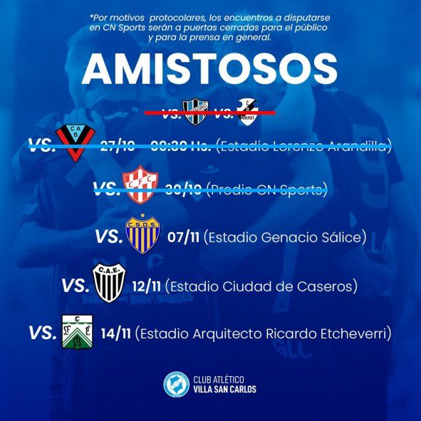 Villa San Carlos suma amistosos y Vivaldo prueba.