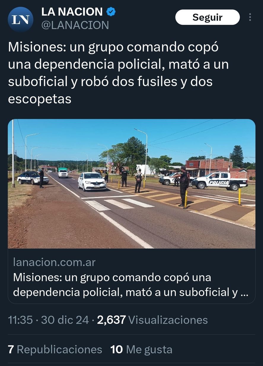 Asi trató el Diario La Nación el robo de armas y asesinato del Grupo comando en Misiones Asi trató el Diario La Nación el robo de armas y asesinato del Grupo comando en Misiones