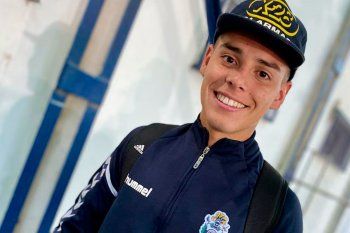 Banjamín Domínguez mostró su felicidad en el Bosque.
