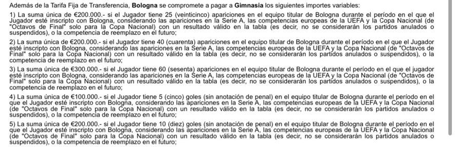 Las bonificaciones por objetivos que acordaron Gimnasia y Bologna por Benjamín Domínguez. Las bonificaciones por objetivos que acordaron Gimnasia y Bologna por Benjamín Domínguez.