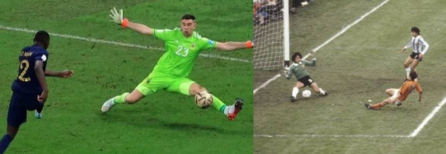 El buzo verde, los pies salvadores, y en dos finales que terminaron en la gloria. Dibu Martínez y el Pato Fillol.