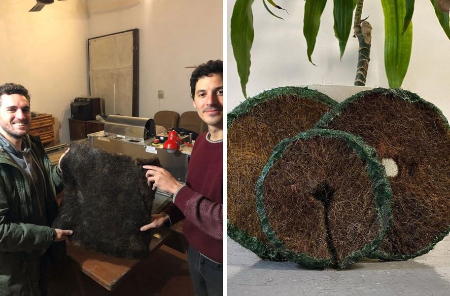 Julián Osuna y Mariano Suárez crearon Mot Argentina, una cooperativa de trabajo del partido de Quilmes que elabora productos sustentables utilizando pelo humano.