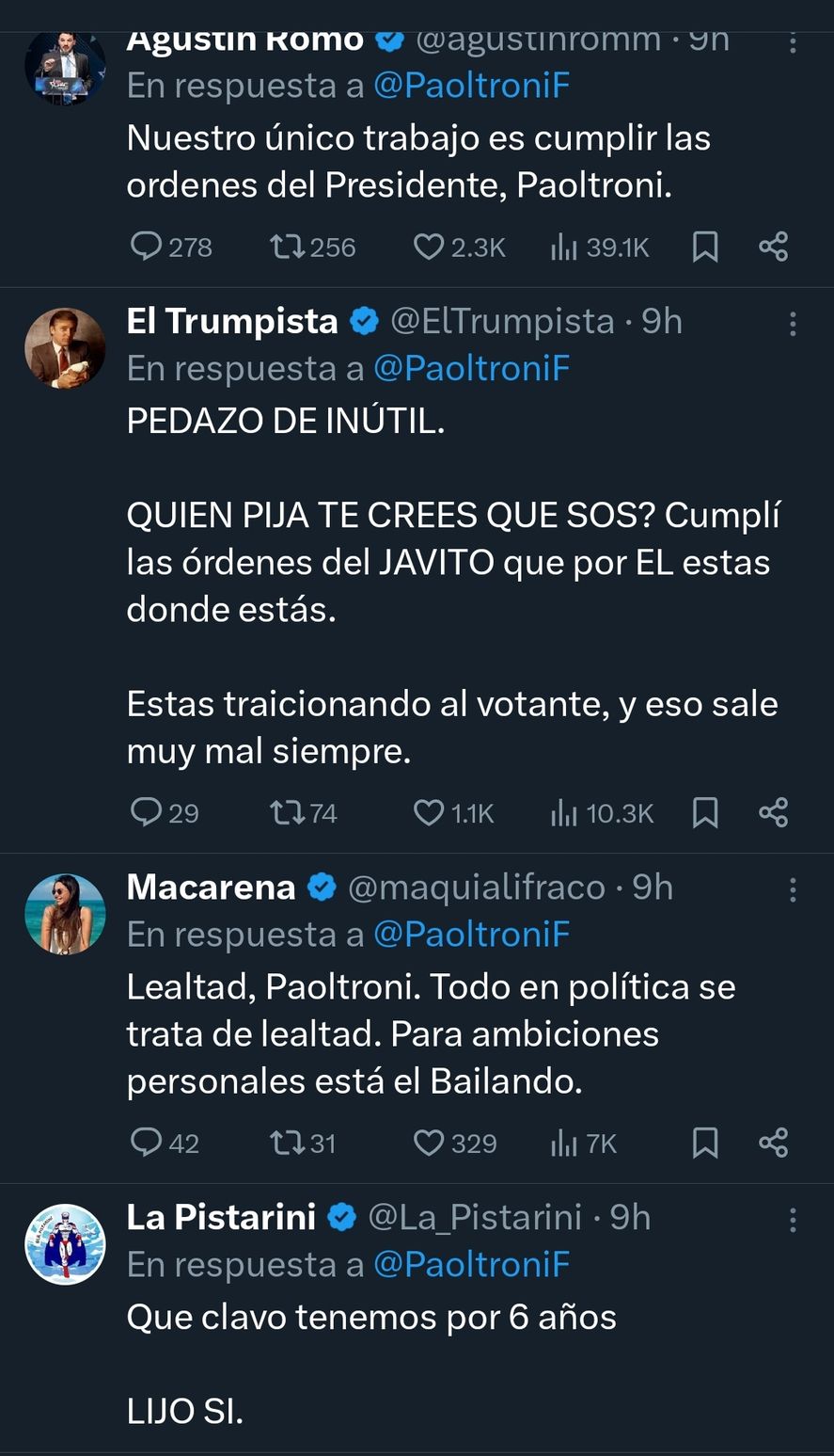 El apoyo incondicional de los trolls de Javier Milei 