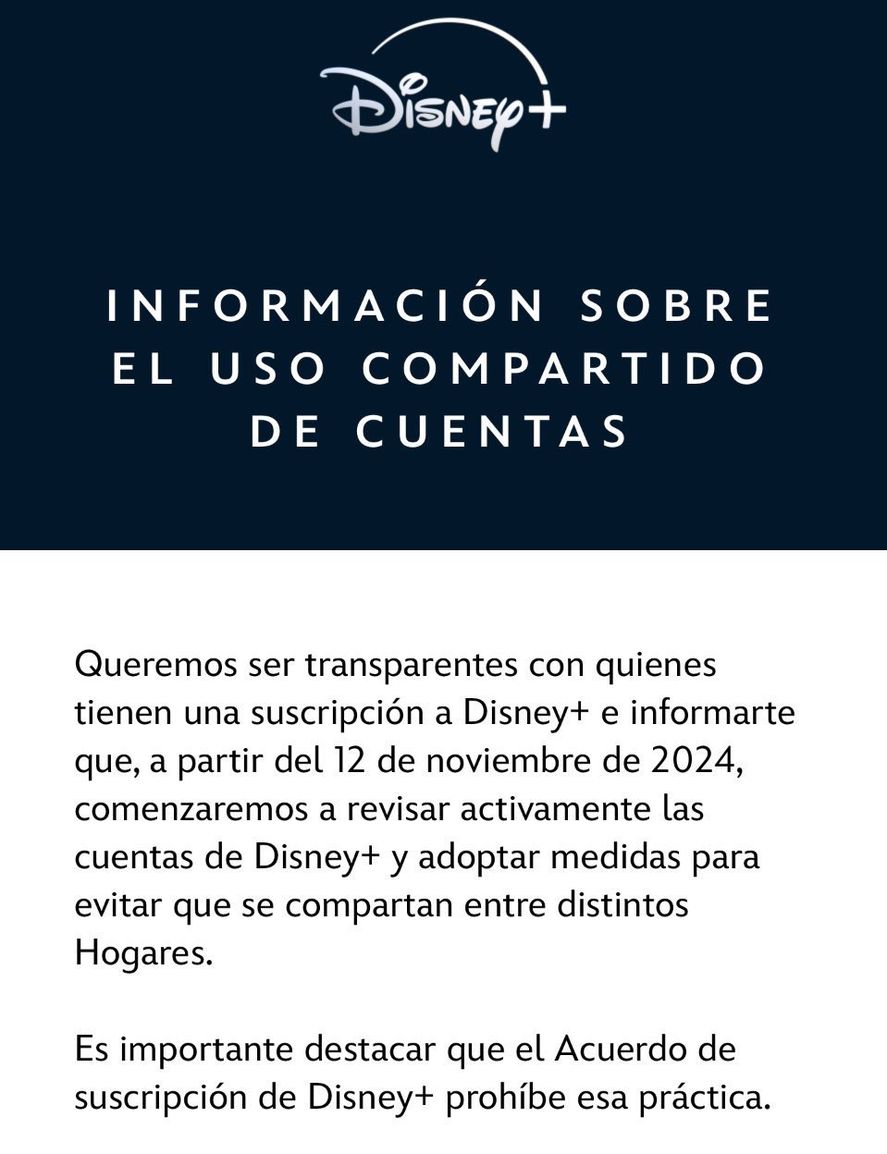 El comunicado oficial de Disney Plus