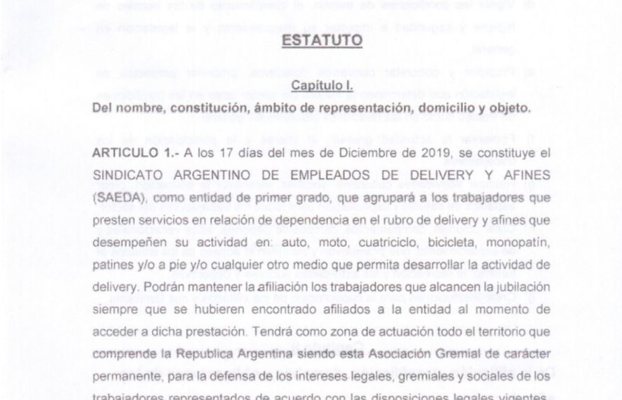 El estatuto del sindicato que quiso presidir Manuel Adorni El estatuto del sindicato que quiso presidir Manuel Adorni