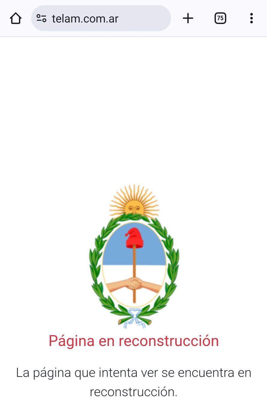 El gobierno de Javier Milei también cerró la página web de la agencia de noticias Telam El gobierno de Javier Milei también cerró la página web de la agencia de noticias Telam