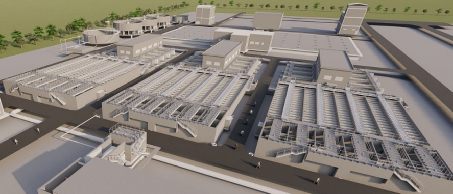 El Ministerio de Infraestructura bonaerense mostró imágenes de la reactivación de la obra de la planta Potabilizadora para la Región Capital.