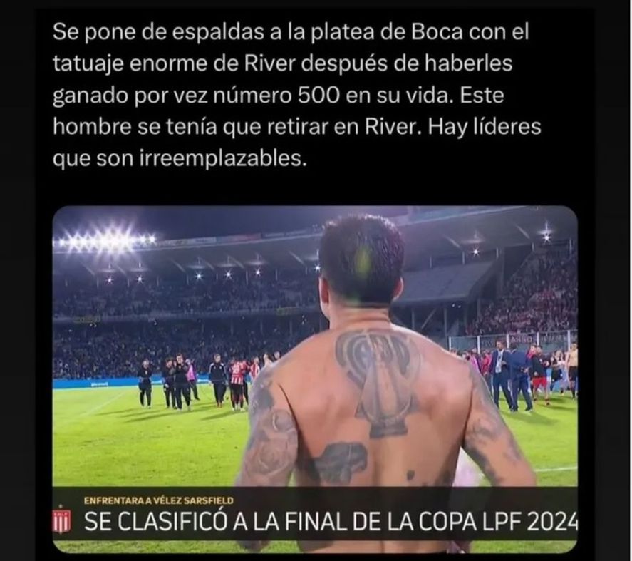El tatuaje de Enzo Pérez, hincha de River y futbolista de Estudiantes