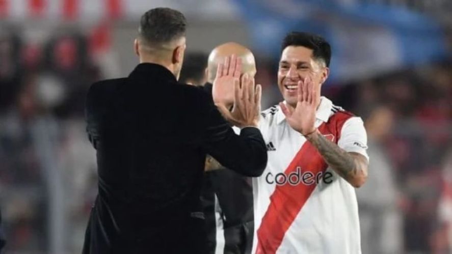 Martín Demichelis y Enzo Pérez en River, en épocas en las que todo estaba bien.