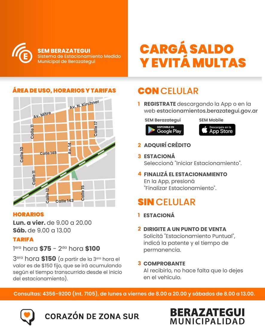 El mapa del estacionamiento medido en Berazategui El mapa del estacionamiento medido en Berazategui