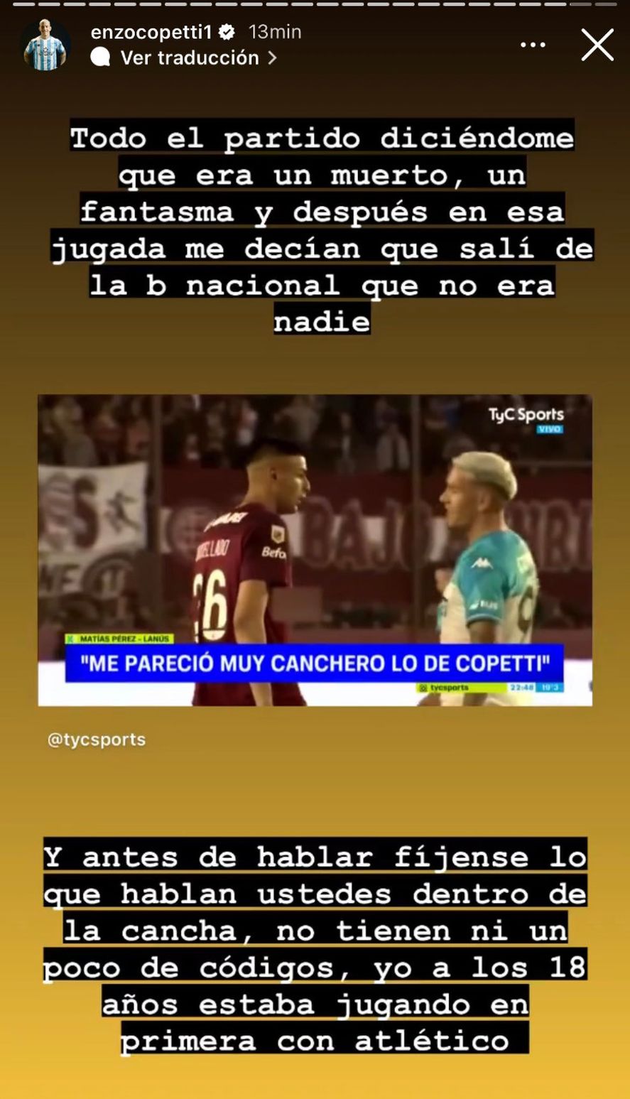 El delantero de Racing usó las redes para contestarle a los centrales de Lanús.