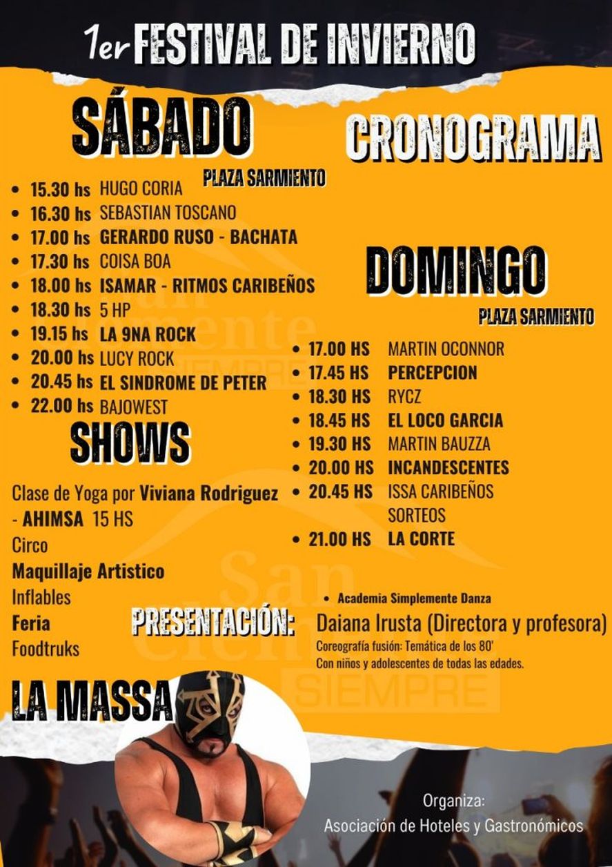 Este fin de semana se realizará el 1° Festival de Invierno en San Clemente del Tuyú, con shows en vivo y propuestas para toda la familia. Este fin de semana se realizará el 1° Festival de Invierno en San Clemente del Tuyú, con shows en vivo y propuestas para toda la familia.