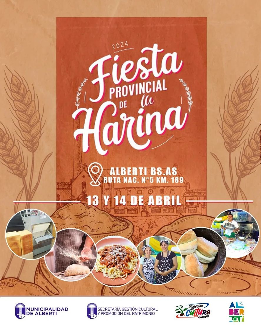 Este fin de semana se viene la 10º Fiesta Provincial de la Harina que se realiza año a año en la ciudad bonaerense de Alberti. Este fin de semana se viene la 10º Fiesta Provincial de la Harina que se realiza año a año en la ciudad bonaerense de Alberti.