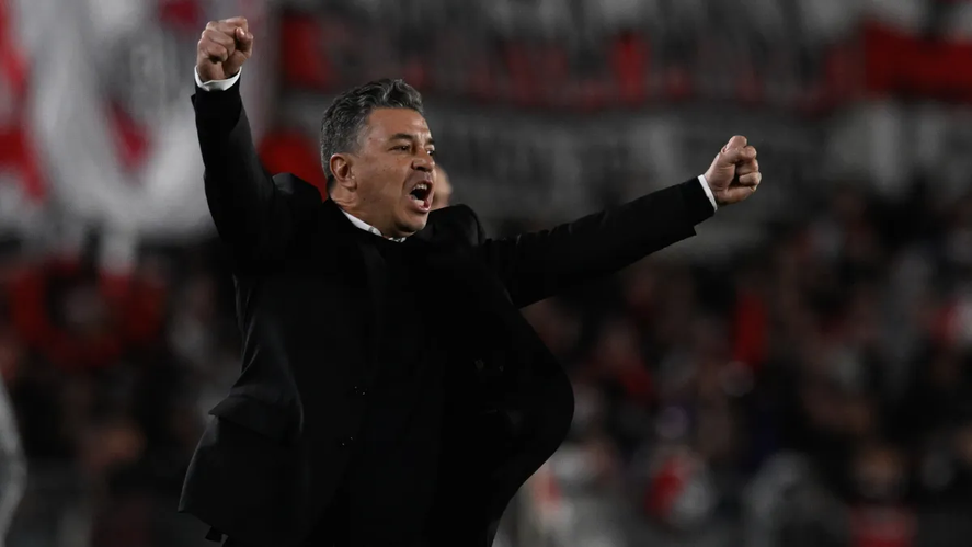 Gallardo celebrando en River. La imagen que define su paso por Núñez.