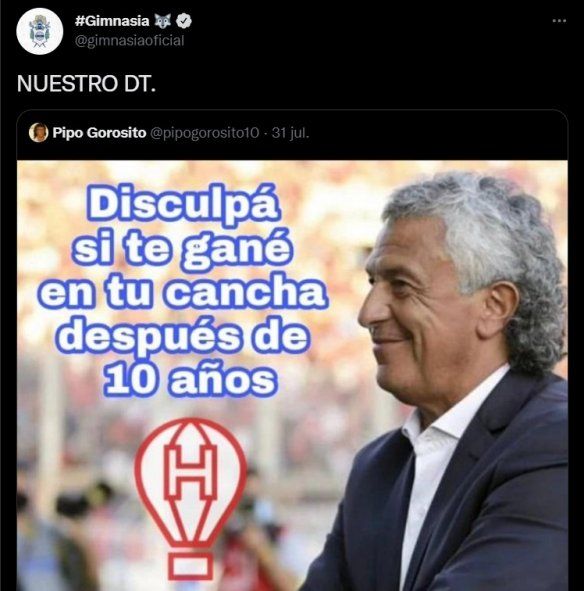 El mensaje de Gimnasia en respuesta al tuit de Néstor Gorosito