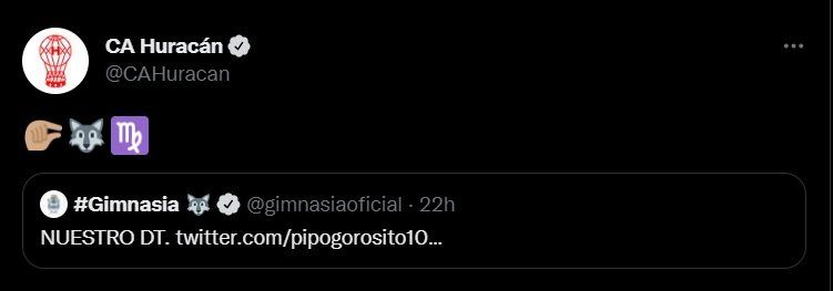 Desde Huracán le respondieron a Gimnasia vía Twitter