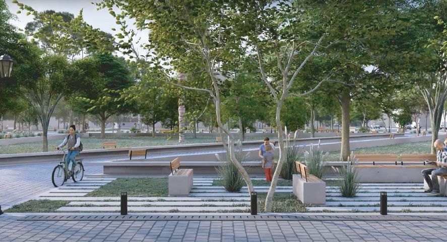 La idea del proyecto es integrar la plaza a los edificios que la rodean y darle prioridad a los peatones.