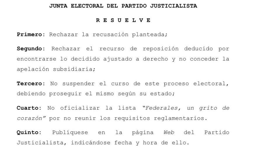 La resolución de la Junta Electoral que deja a Ricardo Quintela fuera de carrera La resolución de la Junta Electoral que deja a Ricardo Quintela fuera de carrera
