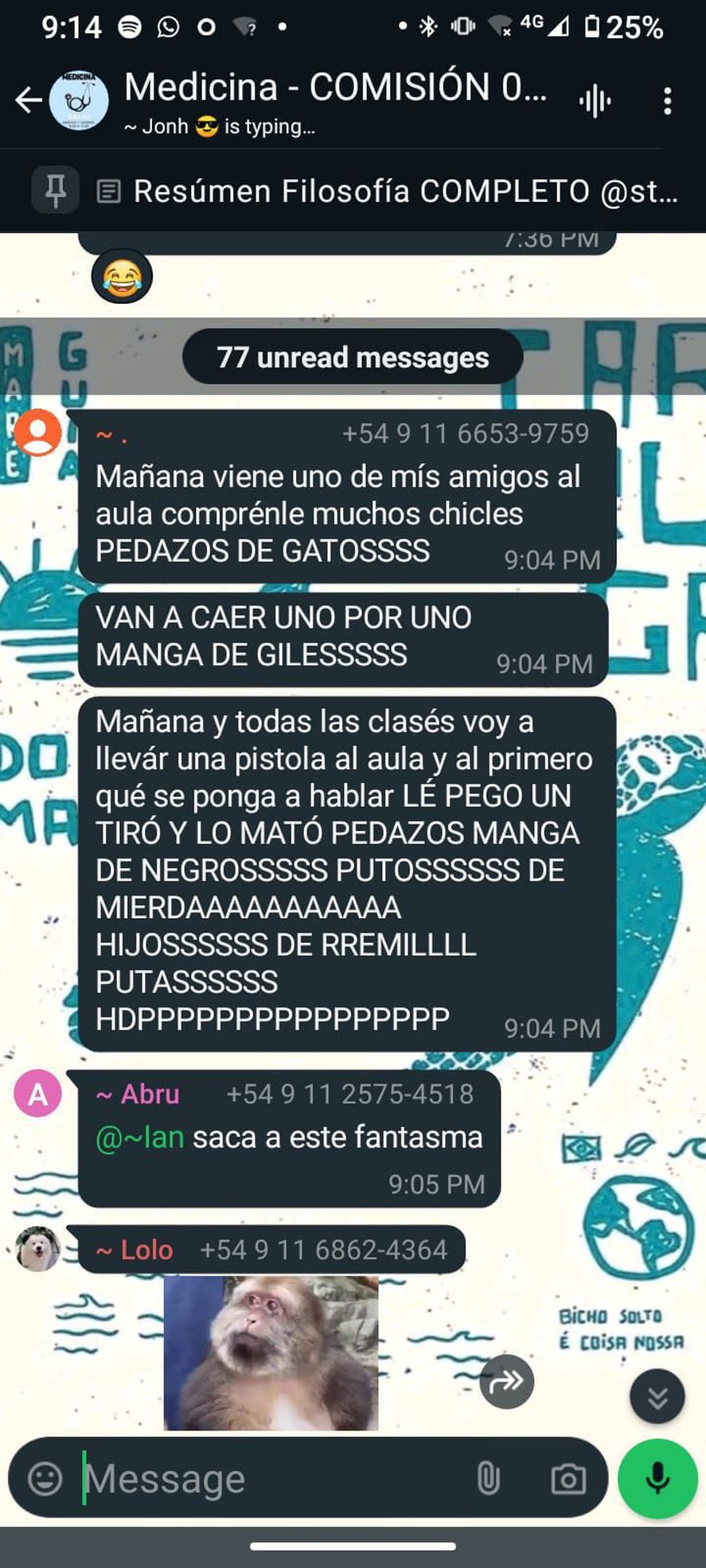 La amenaza de llevar un arma del estudiante en la Universidad Nacional de La Matanza La amenaza de llevar un arma del estudiante en la Universidad Nacional de La Matanza