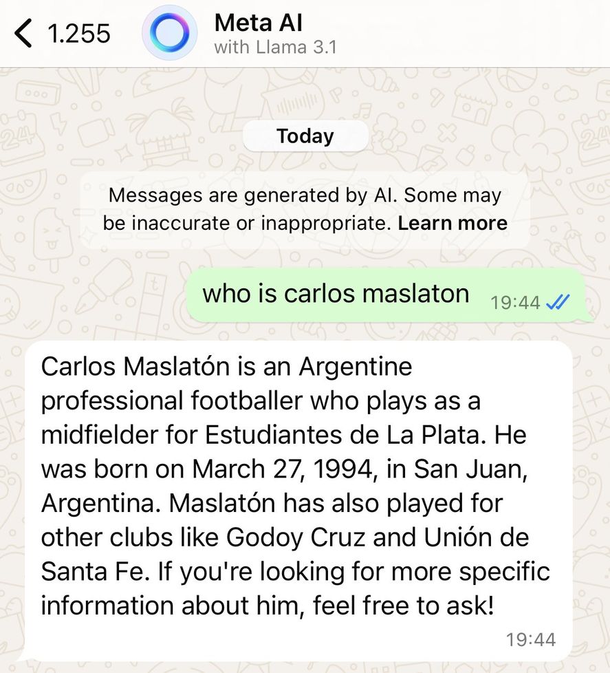 La captura del diálogo de WhatsApp entre Carlos Maslatón y la IA 