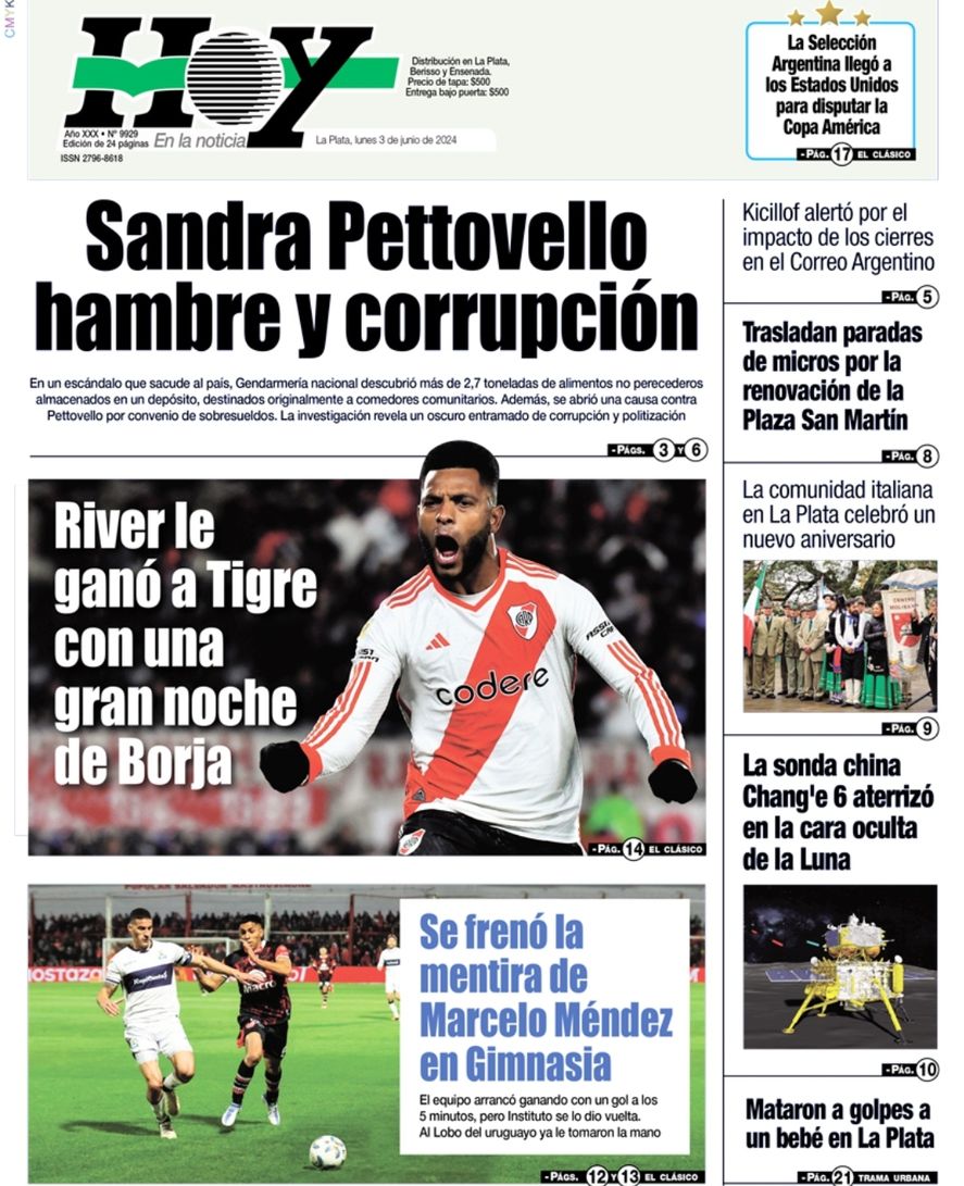 La portada del diario Hoy con el título inverosímil sobre Gimnasia La portada del diario Hoy con el título inverosímil sobre Gimnasia