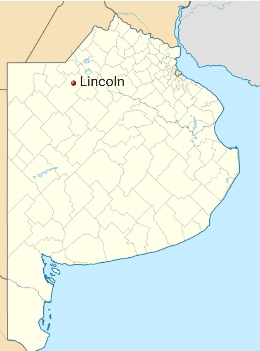 La ubicación en el mapa de la Provincia de Buenos Aires de la ciudad de Lincoln La ubicación en el mapa de la Provincia de Buenos Aires de la ciudad de Lincoln