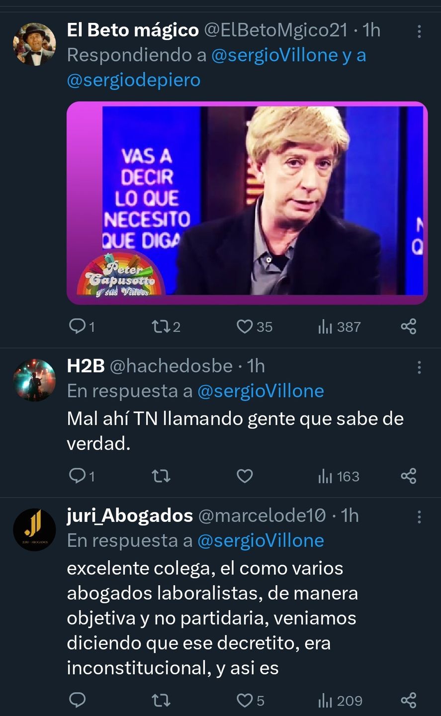 Las opiniones en redes acerca de la entrevista de TN al jurista Mario Ackerman, que criticó el DNU por inconstitucional, y porque afecta la división de poderes de una república