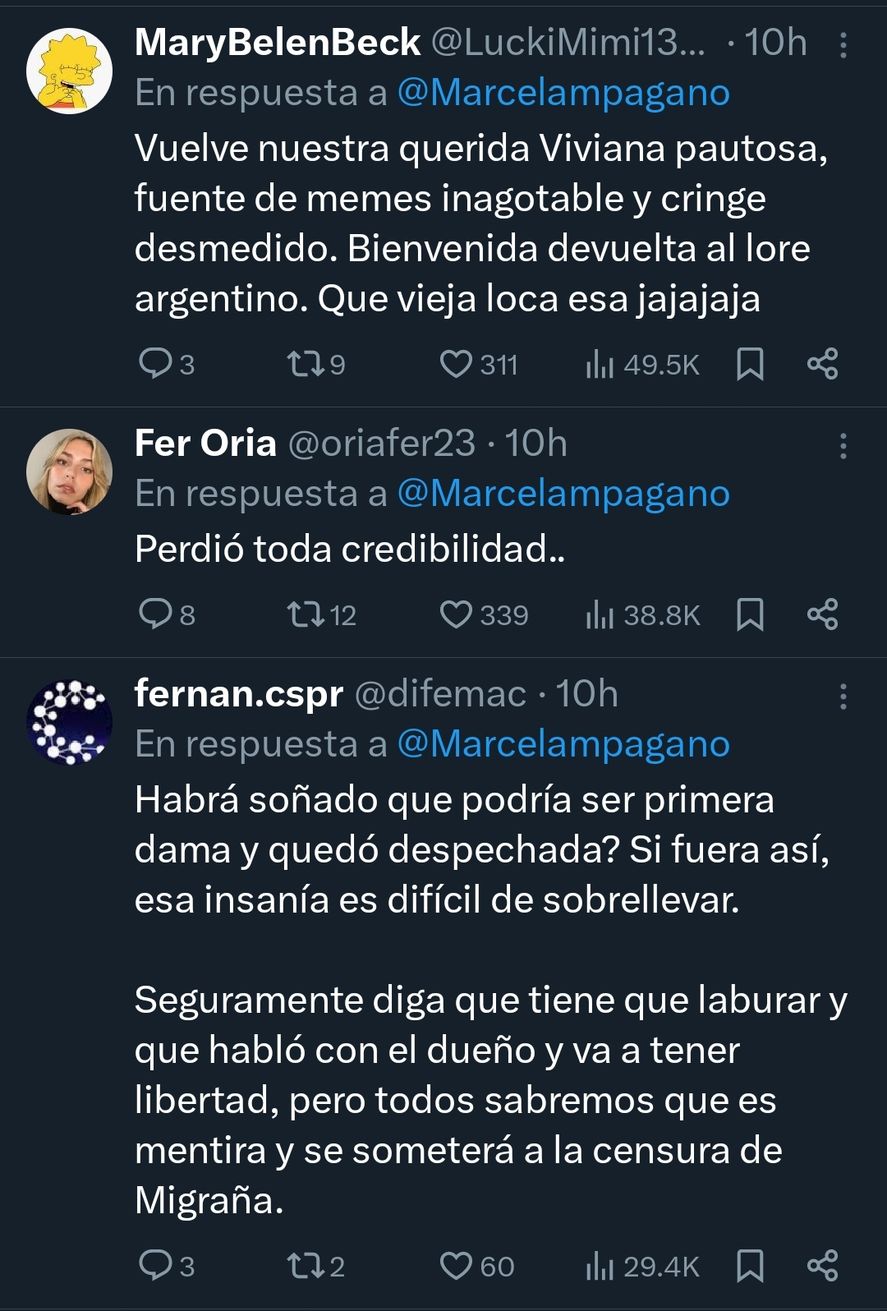 Las reacciones en redes sobre un supuesto retorno de Viviana Canosa al grupo América, de acuerdo al mensaje de la diputada libertaria, y también periodista, Marcela Pagano 