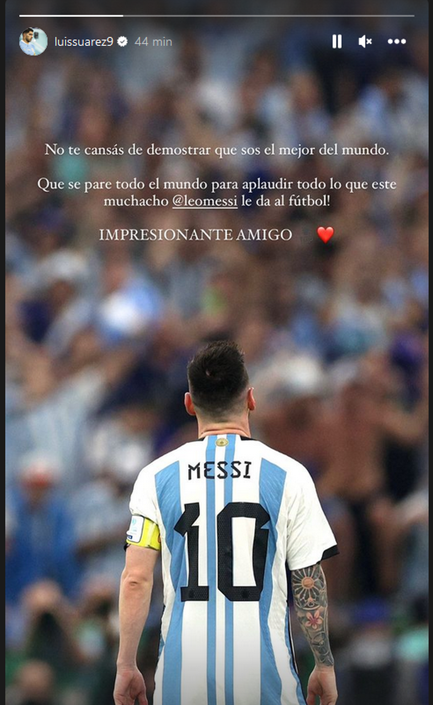 La historia que publicó Luis Suárez en Instagram.