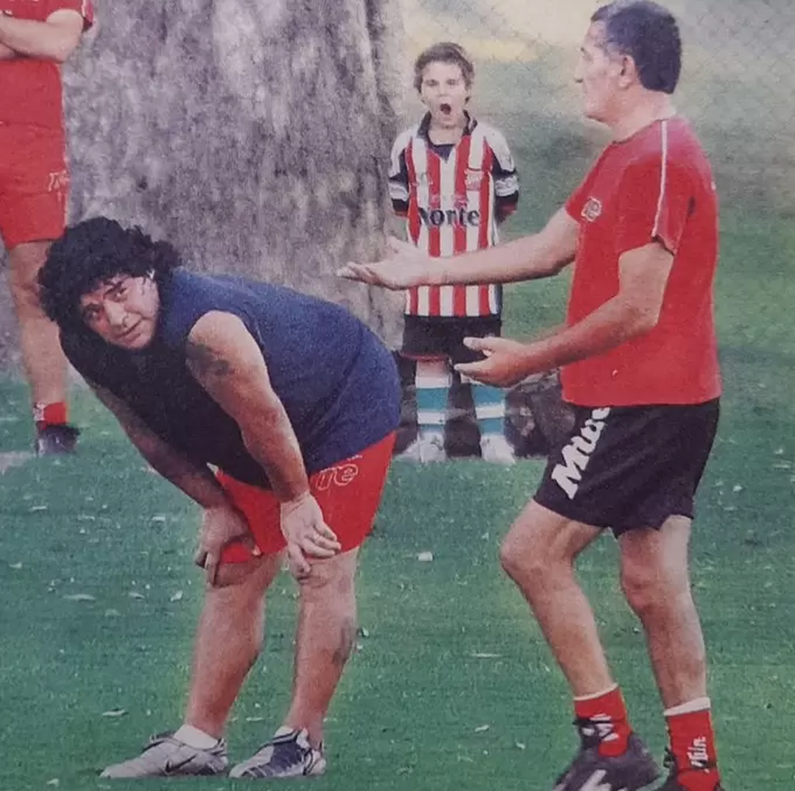 Maradona junto a Juan Ramón Verón