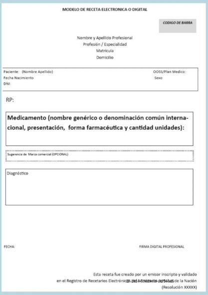 Así debe ser la receta electrónica que desde el primero de enero entró en plena vigencia.