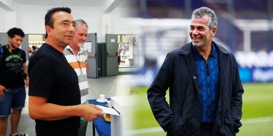 Gabriel Pellegrino, presidente de Gimnasia, y Héctor Domínguez, ex presidente de Gimnasia