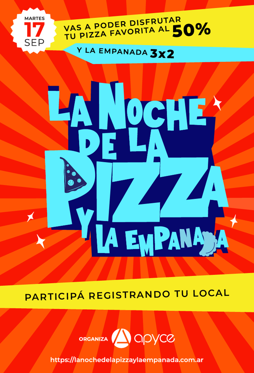 El martes 17 de septiembre se llevará adelante una nueva edición de la Noche de la Pizza y la Empanada. 