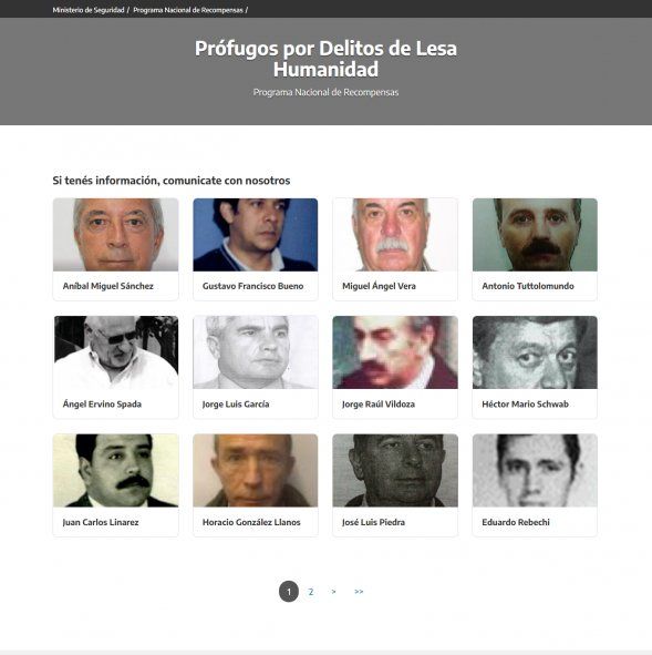 Más de 20 represores de la última dictadura salieron del Programa Nacional de Recompensas. Captura de diciembre de 2023. Más de 20 represores de la última dictadura salieron del Programa Nacional de Recompensas. Captura de diciembre de 2023.