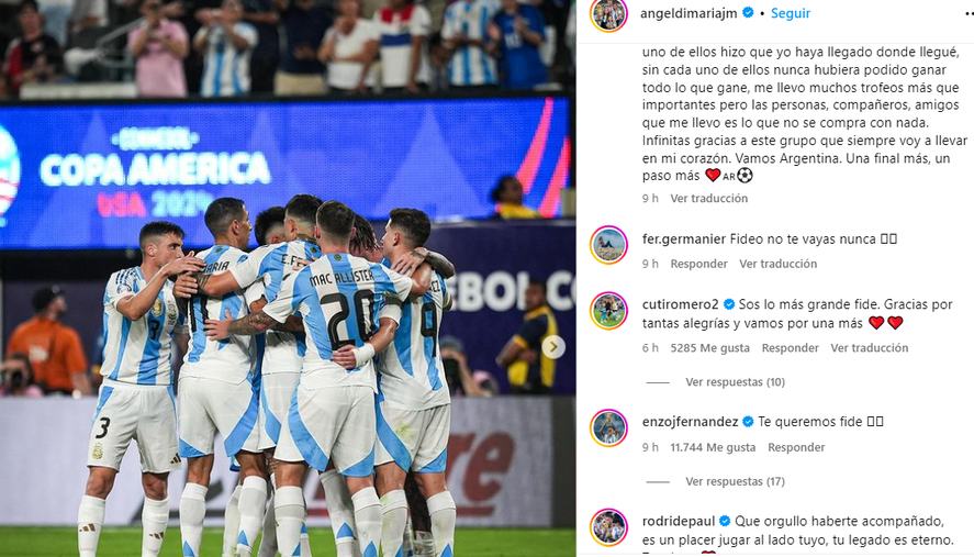 La carta de Di María para la gente. La carta de Di María para la gente.