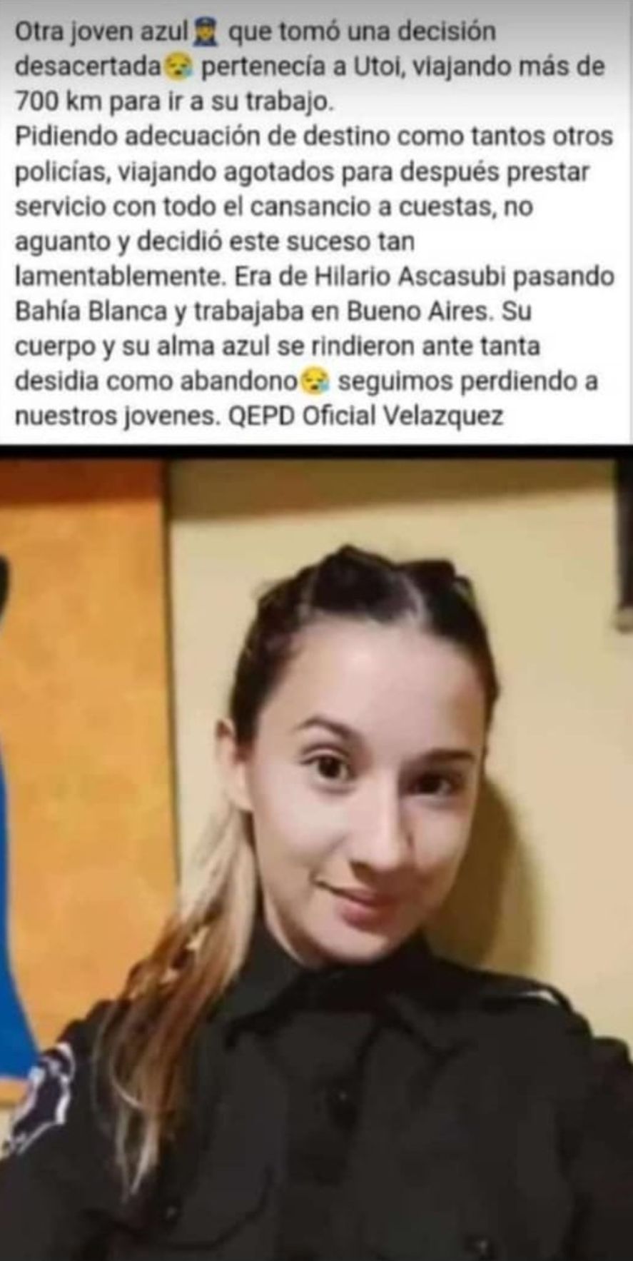 El suicidio de una oficial conmueve a la Policía Bonaerense El suicidio de una oficial conmueve a la Policía Bonaerense