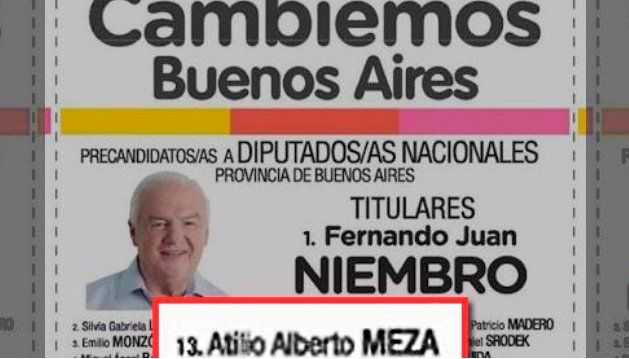 Niembro era el precandidato número 1 a diputado nacional del partido de Macri: Atilio Alberto Meza, su socio en escandalosa productora La Usina también estaba dentro de la lista.