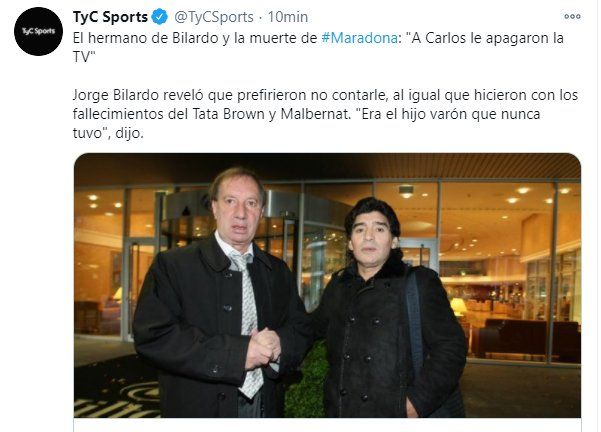 Bilardo y Diego: "Maradona era el hijo varón que nunca tuvo", señalo el hermano del técnico.