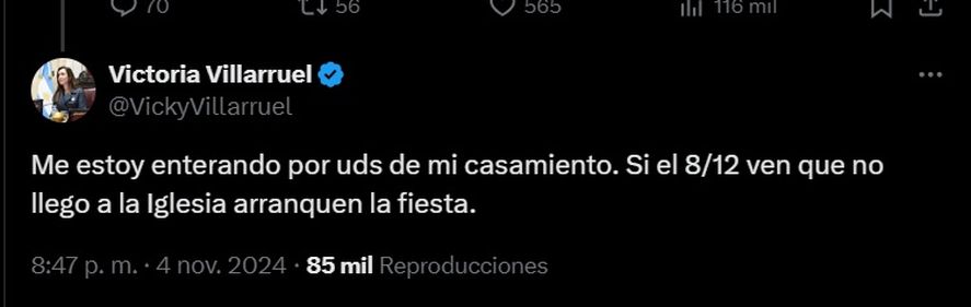 La respuesta de Victoria Villarruel al posteo de LAM