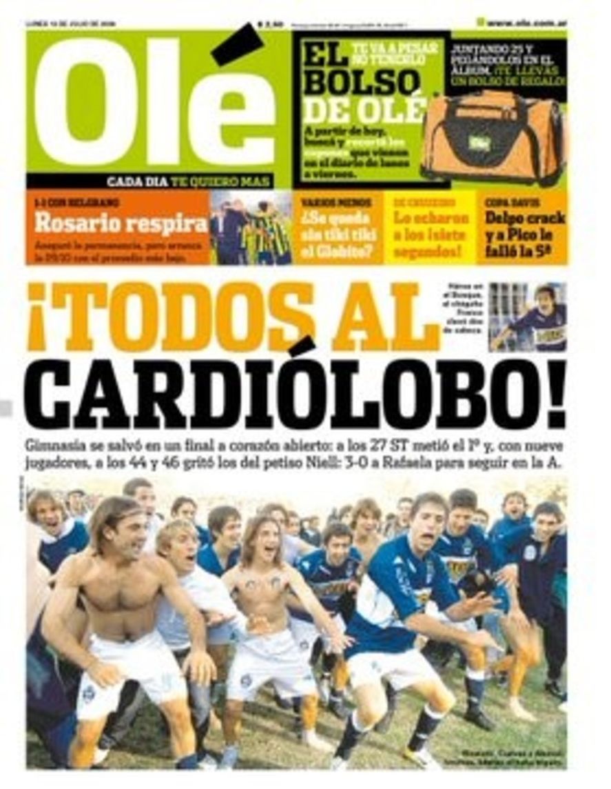 La hazaña de Gimnasia fue tapa de Olé. El enviado al Bosque: Pablo Ramón. La hazaña de Gimnasia fue tapa de Olé. El enviado al Bosque: Pablo Ramón.