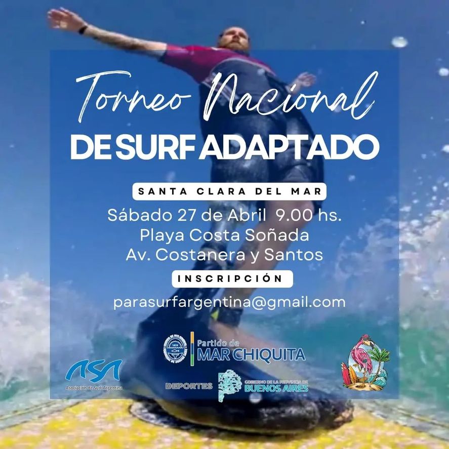 Se viene un Campeonato Nacional de Surf Adaptado en Santa Clara del Mar, una propuesta dirigida a personas con discapacidad.