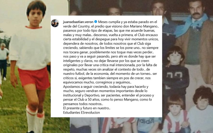 La publicación de Juan Sebastián Verón en su cuenta de Instagram.