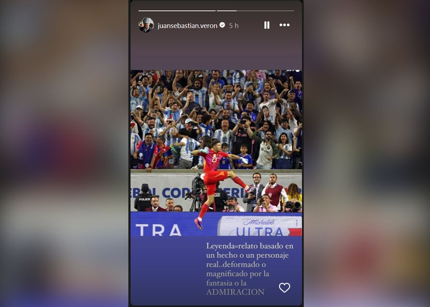 La historia que compartió Juan Sebastián Verón bancando a Dibu. La historia que compartió Juan Sebastián Verón bancando a Dibu.