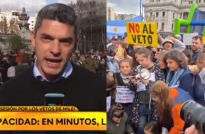 Un periodista de TN se quebró en la cobertura de la marcha contra el veto a discapacidad de Milei: “Todo lo que cuentan me representa”