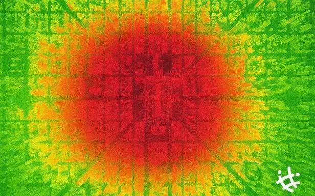 Mapa térmico de la ciudad de La Plata con zona central más afectada por la isla de calor.